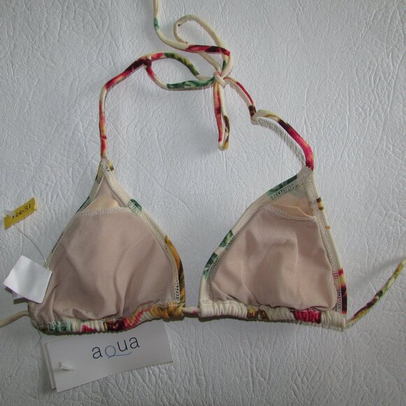 AQUA Cream Floral String Bikini - NEW - Picture 5 of 9